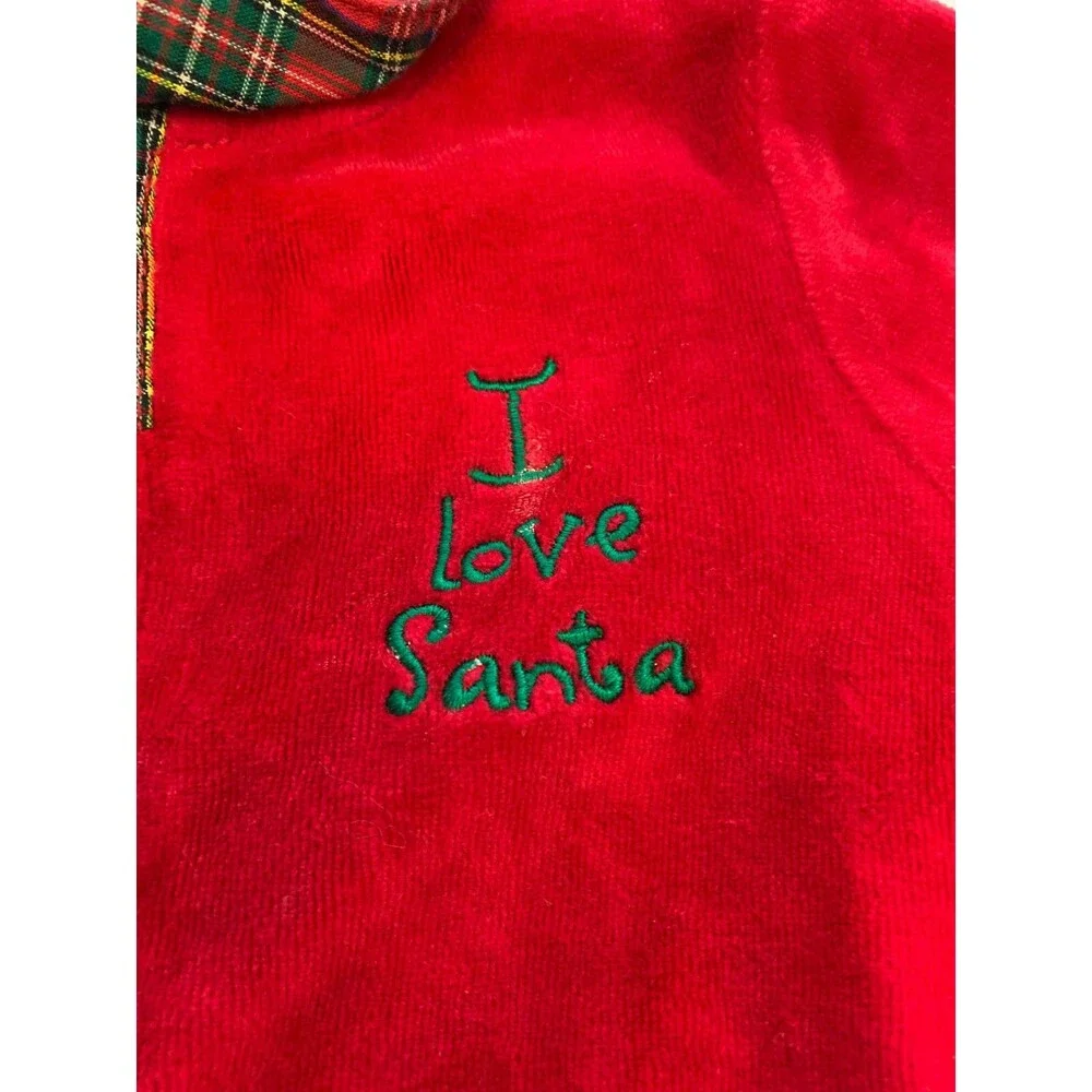 MINIWEAR GIRLS VELOUR OUTFIT ONE PIECE I LOVE SANTA SIZE 3-6 MONTHS